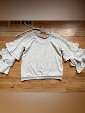Penelope Project Women’s Oatmeal Ruffle Bell Sleeve Top - Size Large